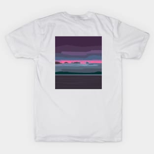 Cartoon sunset in pink and purple colors. T-Shirt